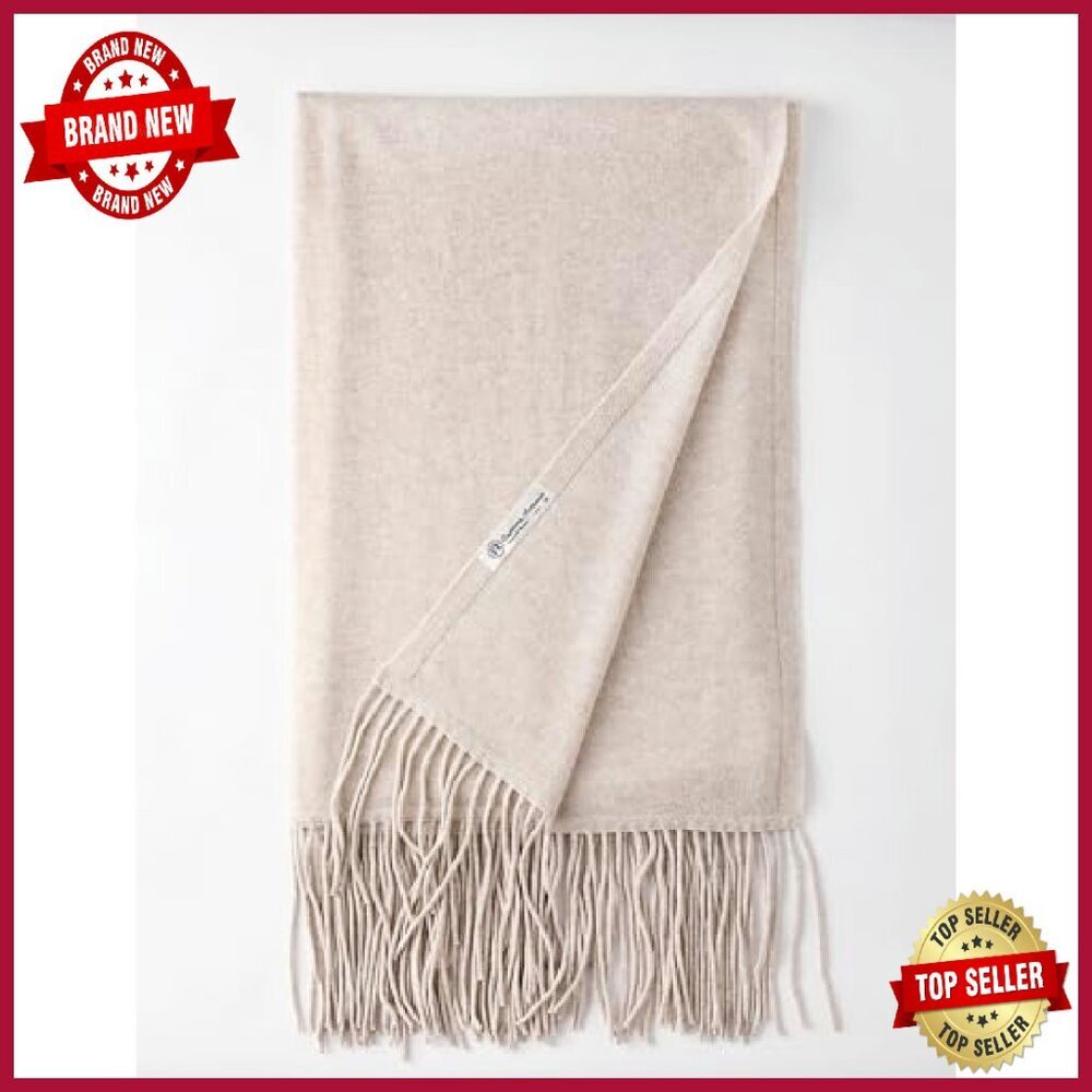 Soft Cashmere Blend Wrap Shawl 87"x28" with Tassels Travel Pashmina - Picture 5 of 8